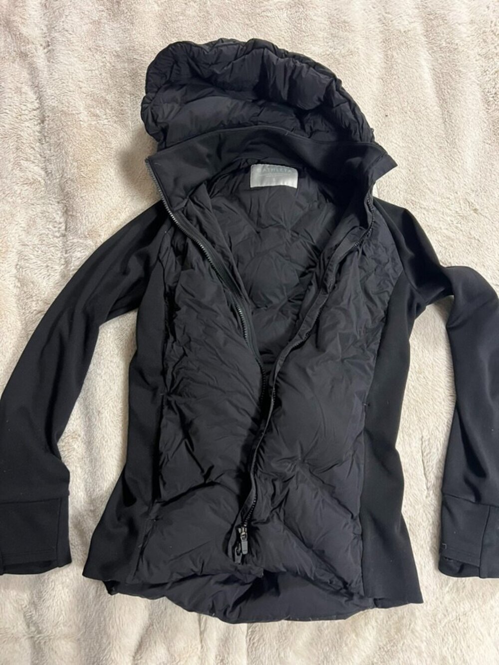 Athleta Inlet Hybrid Down Hooded Jacket Black S
